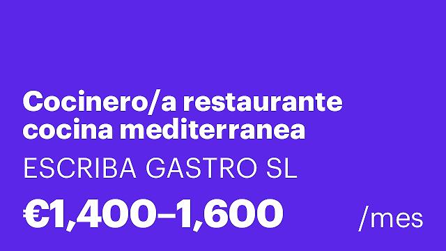 Cocinero/a restaurante cocina mediterranea