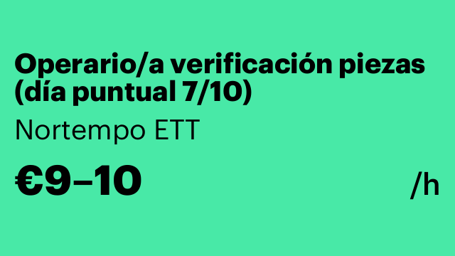 Operario/a verificación piezas (día puntual 7/10)