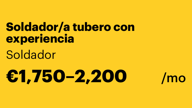 Soldador/a tubero con experiencia