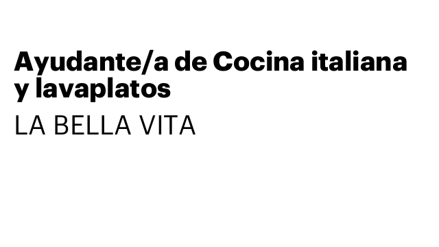 Ayudante/a de Cocina italiana y lavaplatos