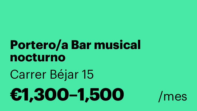 Portero/a Bar musical nocturno