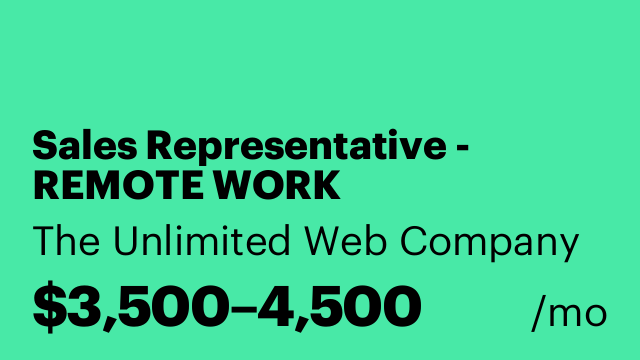 Sales Representative - REMOTE WORK