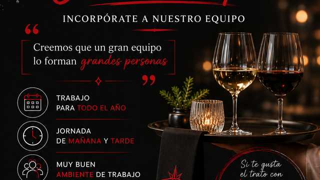 Buscamos a camarero para todo el año