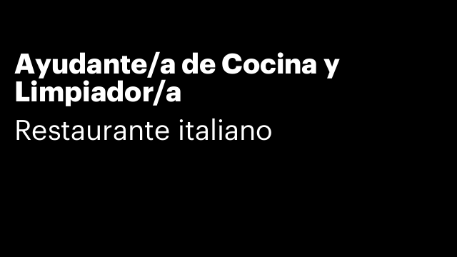 Ayudante/a de Cocina y Limpiador/a