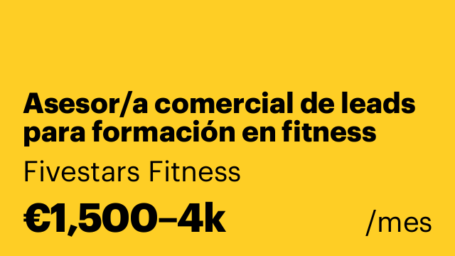 Asesor/a comercial de leads para formación en fitness