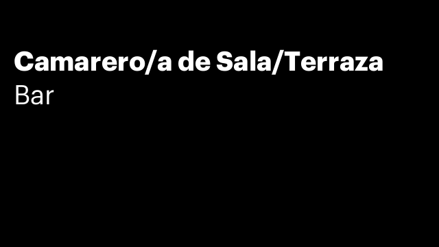 Camarero/a de Sala/Terraza