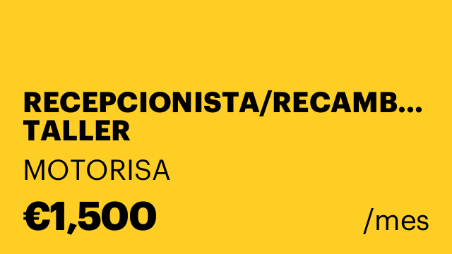 RECEPCIONISTA/RECAMBISTA TALLER