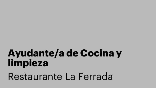 Ayudante/a de Cocina y limpieza