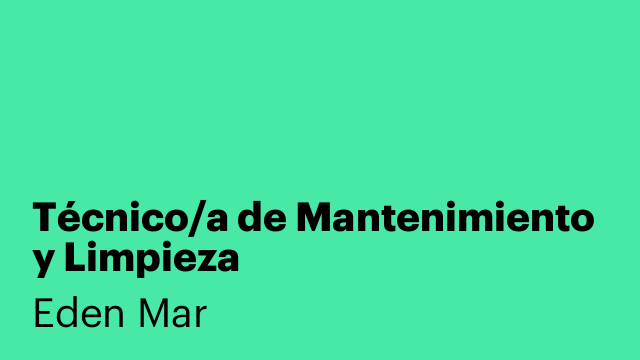 Técnico/a de Mantenimiento y Limpieza