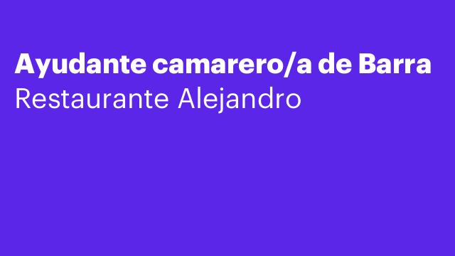 Ayudante camarero/a de Barra