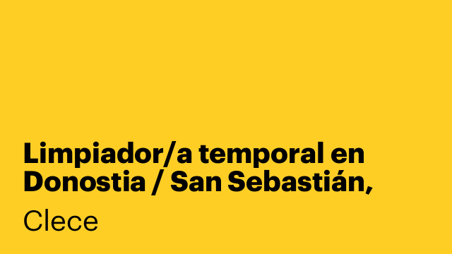 Limpiador/a temporal en Donostia / San Sebastián, Gipuzkoa