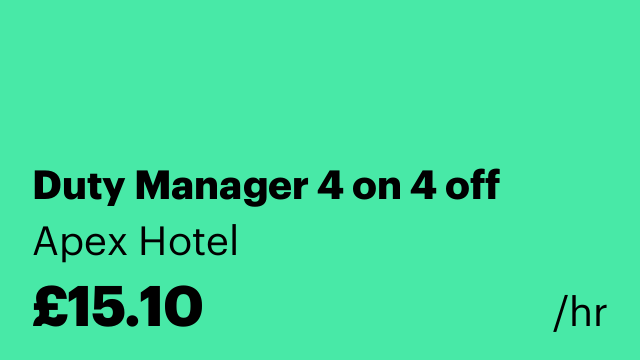 Duty Manager 4 on 4 off