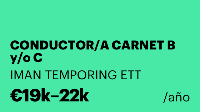 CONDUCTOR/A CARNET B y/o C