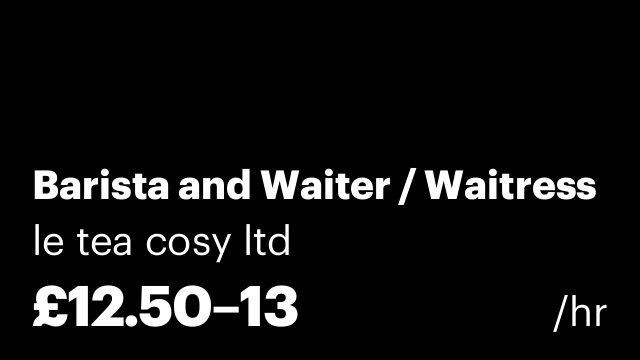 Barista and Waiter / Waitress