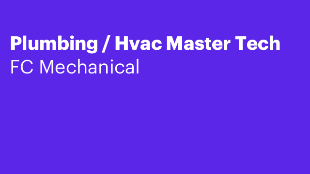 Plumbing / Hvac Master Tech