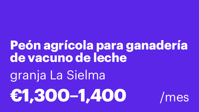 Peón agrícola para ganadería de vacuno de leche
