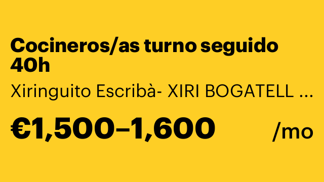 Cocineros/as turno seguido 40h