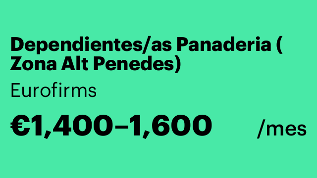 Dependientes/as Panaderia ( Zona Alt Penedes)
