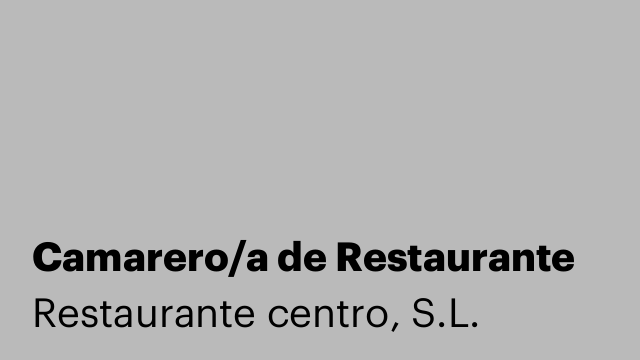 Camarero/a de Restaurante
