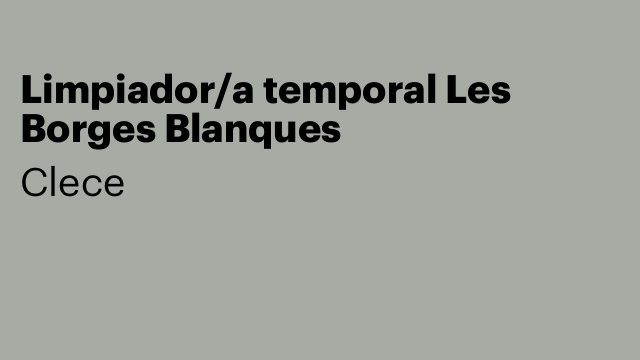 Limpiador/a temporal Les Borges Blanques