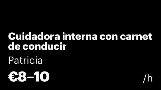 Cuidadora interna con carnet de conducir