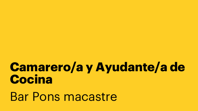 Camarero/a y Ayudante/a de Cocina