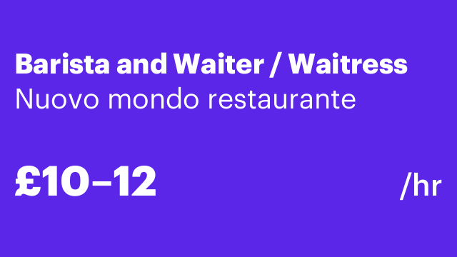 Barista and Waiter / Waitress