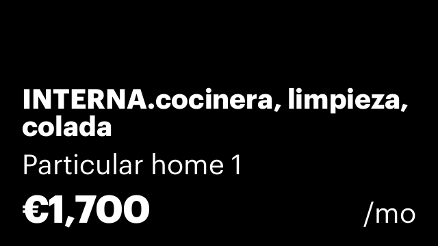 INTERNA.cocinera, limpieza, colada