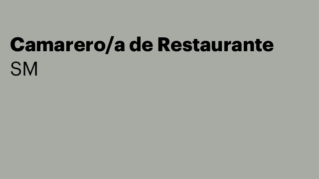 Camarero/a de Restaurante