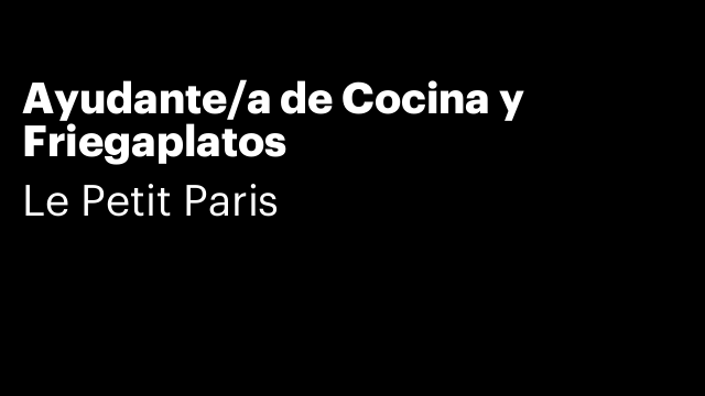 Ayudante/a de Cocina y Friegaplatos