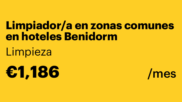 Limpiador/a en zonas comunes en hoteles Benidorm