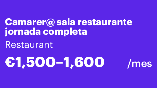Camarer@ sala restaurante jornada completa