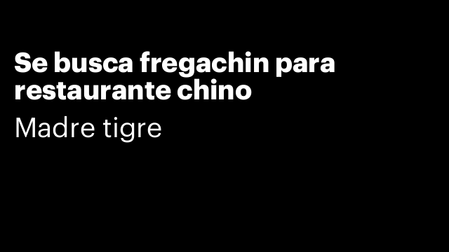 Se busca fregachin para restaurante chino