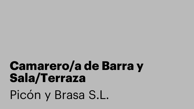Camarero/a de Barra y Sala/Terraza