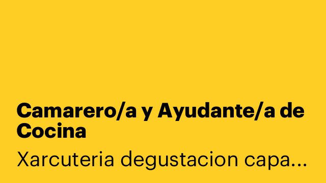 Camarero/a y Ayudante/a de Cocina