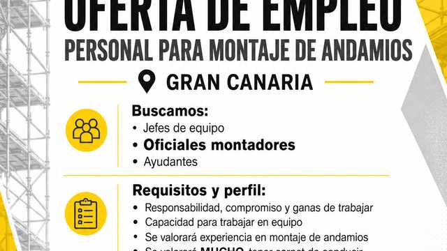 PERSONAL PARA MONTAJE DE ANDAMIOS EN GRAN CANARIA