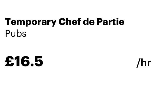 Temporary Chef de Partie