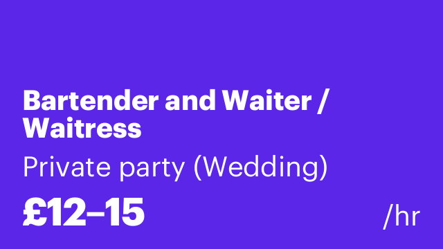 Bartender and Waiter / Waitress