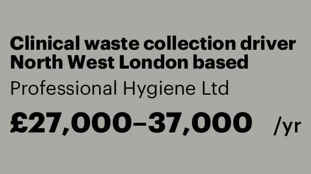 Clinical waste collection driver North West London based