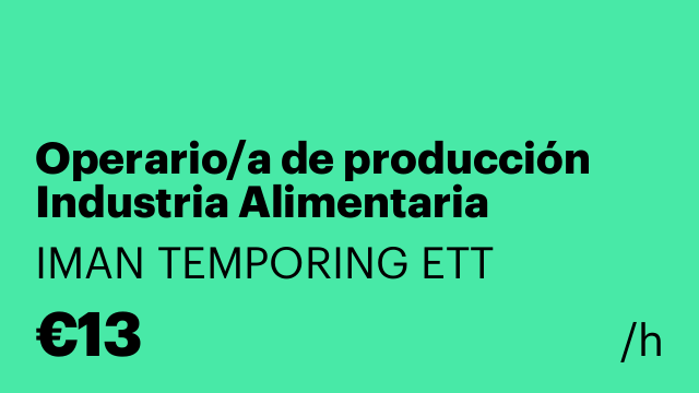 Operario/a de producción Industria Alimentaria