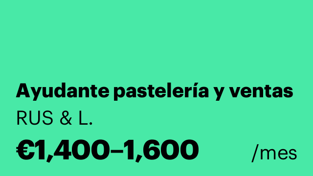 Ayudante pastelería y ventas