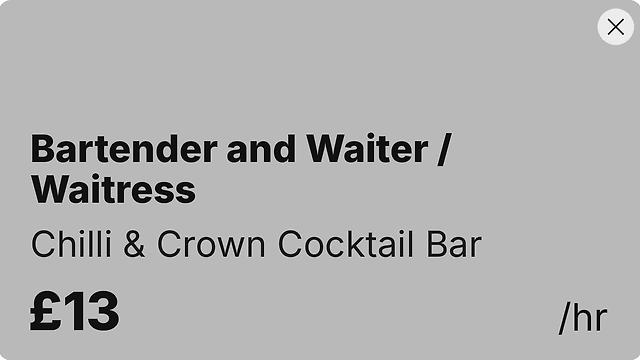 Bartender and Waiter / Waitress