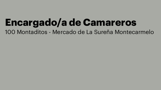 Encargado/a de Camareros