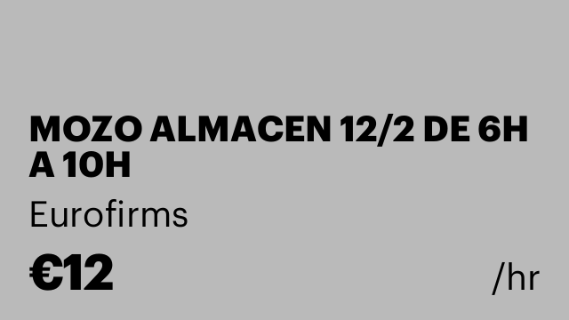 MOZO ALMACEN 12/2 DE 6H A 10H