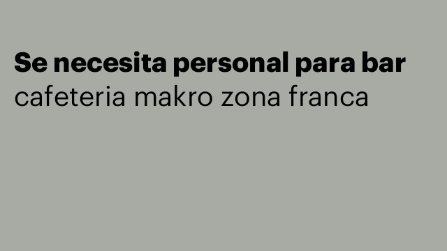 Se necesita personal para bar