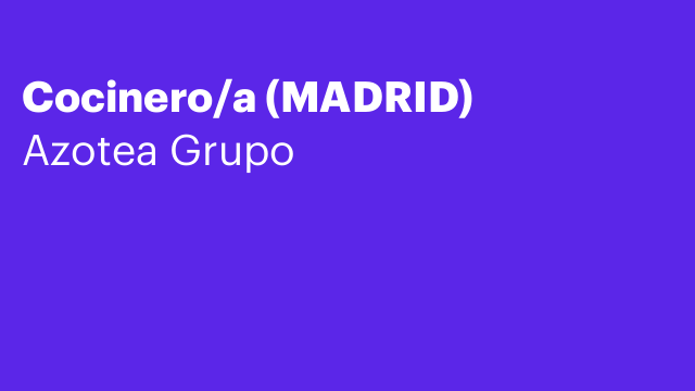 Cocinero/a (MADRID)