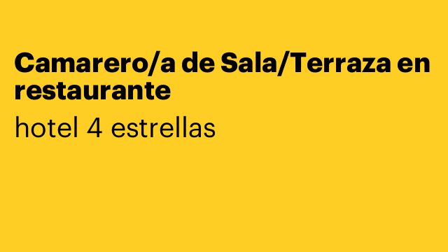 Camarero/a de Sala/Terraza en restaurante