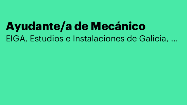 Ayudante/a de Mecánico