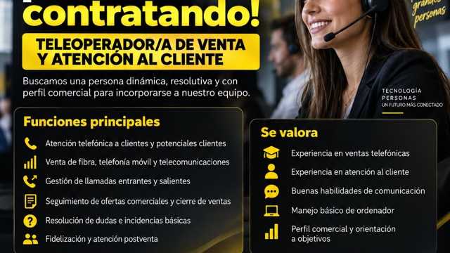 TELEOPERADOR/A DE VENTA Y ATENCIÓN AL CLIENTE