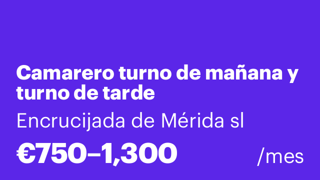 Camarero turno de mañana y turno de tarde